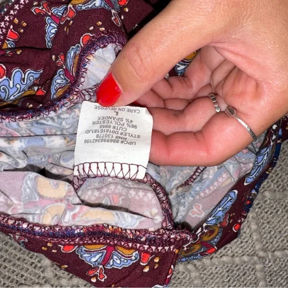 About A Girl Multicolor Patterned Flare Legging Pants Soft Large L - Picture 6 of 6